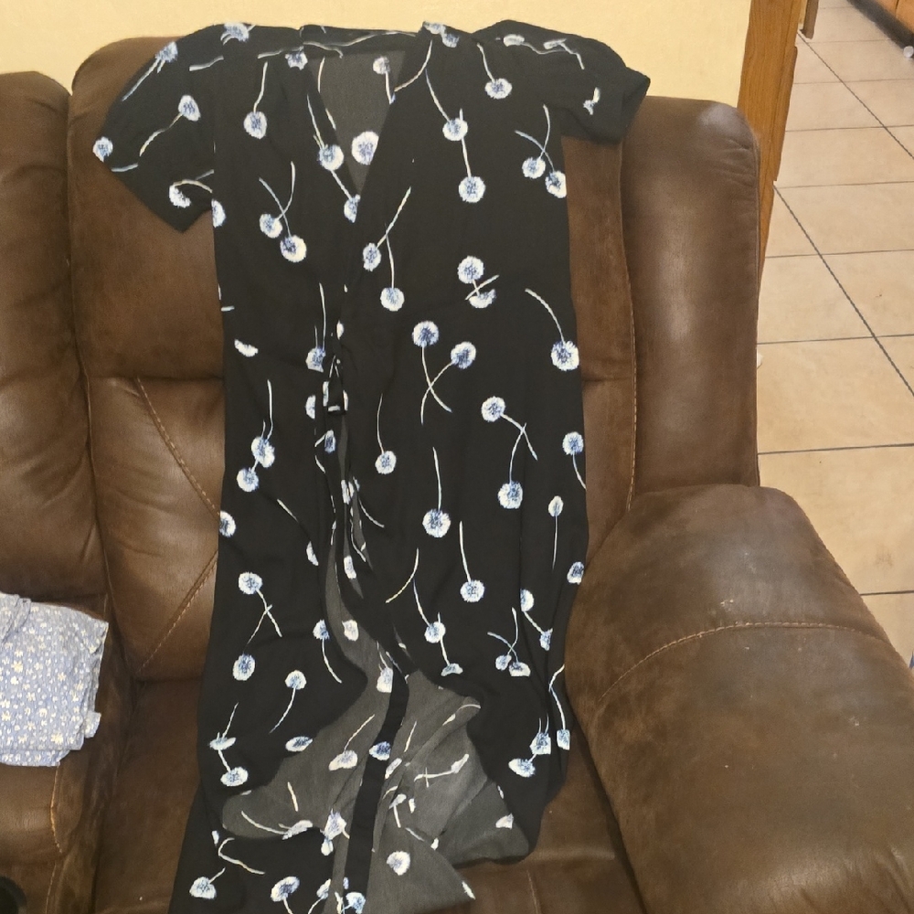 Tildon Black Jumpsuit with Blue Floral Design